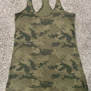 LULULEMON Cool Racerback Tank Top Multi-Color Gator Green Camo Size 8